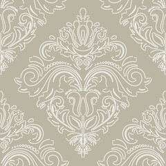 Classic seamless white dotted pattern. Damask orient ornament. Classic vintage background. Orient ornament for fabric, wallpaper and packaging