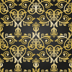 Orient classic black and golden pattern. Seamless abstract background with vintage elements. Orient background. Ornament for wallpaper and packaging