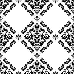 Classic seamless pattern. Damask orient black and white ornament. Classic vintage background. Orient ornament for fabric, wallpaper and packaging