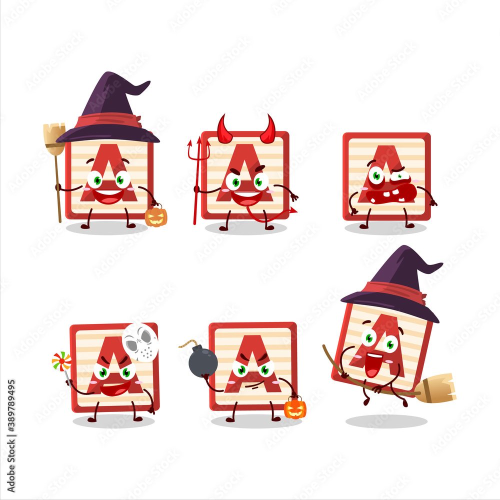 Canvas Prints halloween expression emoticons with cartoon character of toy block a