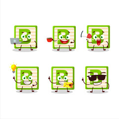 Toy block B cartoon character with various types of business emoticons