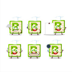 Cartoon character of toy block B with various chef emoticons