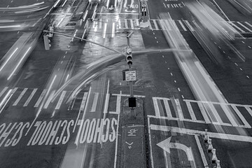 car traffic on the highway in monochrome blue tonality