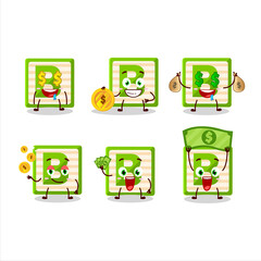 Toy block B cartoon character with cute emoticon bring money