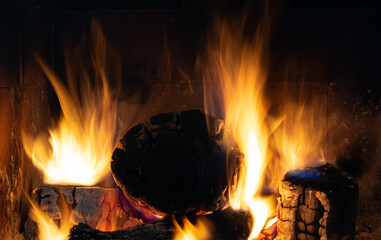 fire in the fireplace