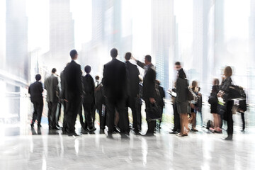 group of people in the lobby business center