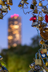 city view from love lock bridge houston