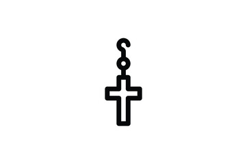 Jewelry Outline Icon - Cross Earring