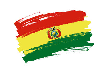 Flag of the Plurinational State of Bolivia. Bolivia tricolor brush concept. Horizontal vector Illustration isolated on white background.