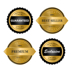 Luxury golden seal badges and labels sales quality product. vector illustration