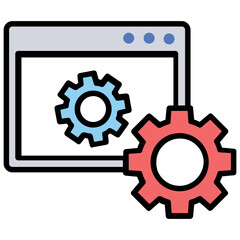 
A screen with cogwheels, website optimization
