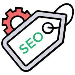 
Seo tag with a gear symbolizing seo tags optimization 
