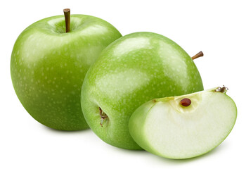 Two ripe perfect apple and slice with leaves