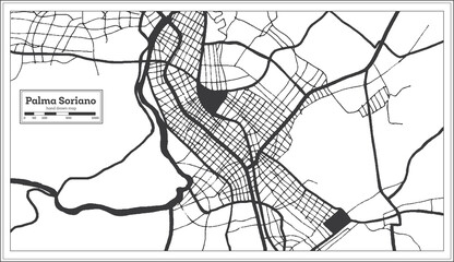 Palma Soriano Cuba City Map in Black and White Color in Retro Style. Outline Map.
