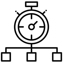 
A stopwatch connected with a network symbolising website speed test concept 
