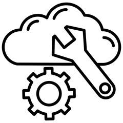 
Cloud with cogwheels and arrows symbolising cloud computing operations
