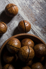 Macadamia nuts in shell