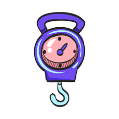 Fishing scale icon in color drawing. Water sport activity fish weight © puruan