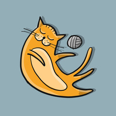 Funny ginger cat character, sketch for your design