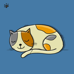 Sleeping cat character, sketch for your design