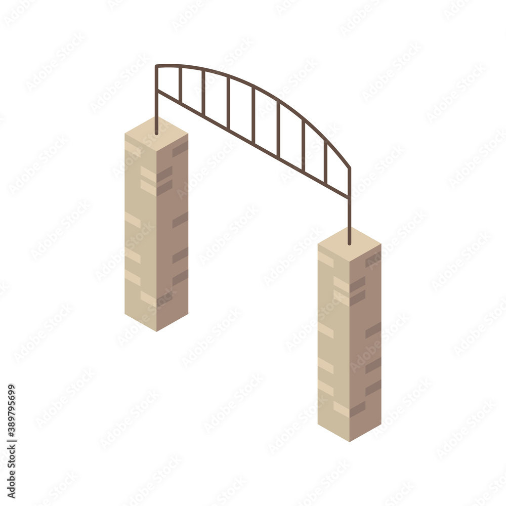 Poster arch entrance park Isometric style icon