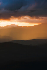 Scenery mountain range at sunset.