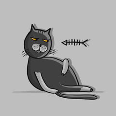 Funny cat character, sketch for your design