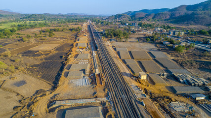 Aerial shot of the Dasgaon railway station under construction