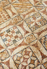 The texture of the mosaic of the lined floors in the baths Herod's palace in the Caesarea Primorskaya national park