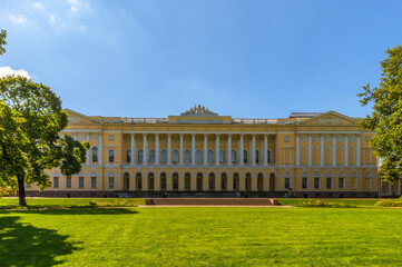 View of the northern facade of the Mikhailovsky Palace or Russian Museum in St. Petersburg, Russia.  Travel and architecture.