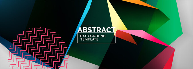 Low poly 3d geometric shapes, minimal abstract background. Vector illustrations for covers, banners, flyers and posters and other