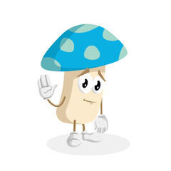 mushroom Logo mascot goodbye pose
