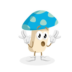 Mushroom Logo mascot surprise pose