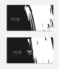 Abstract ink brush banners set with grunge effect