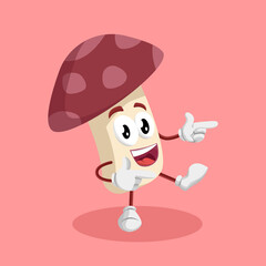 Mushroom Logo Mascot Hi pose