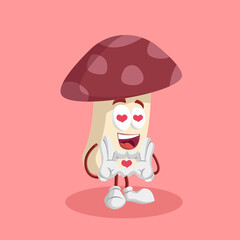 Mushroom Logo mascot in love pose