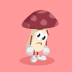 Mushroom Logo mascot sad pose