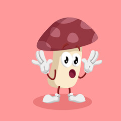 Mushroom Logo mascot surprise pose
