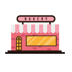 little bakery store building facade scene