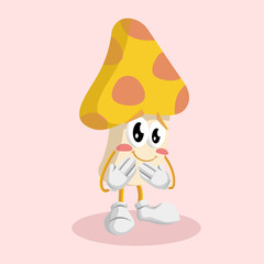 Mushroom Logo mascot ashamed pose