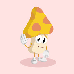 mushroom Logo mascot goodbye pose