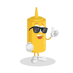 Mustard logo mascot thumb pose