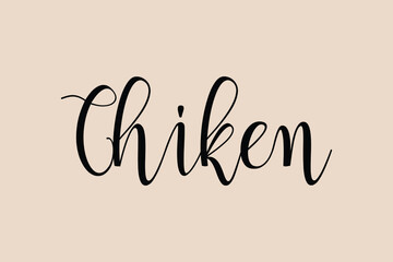 Chiken Cursive Calligraphy Black Color Text On Light Golden Yellow Background