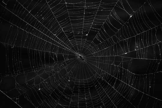 Spooky spider web (cobweb) on dark background