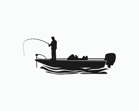 bass boat fisherman silhouette