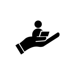 Icon works with laptop on hand. Design template vector