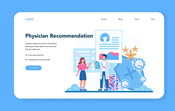 Allergist web banner or landing page. Physician recommendation.
