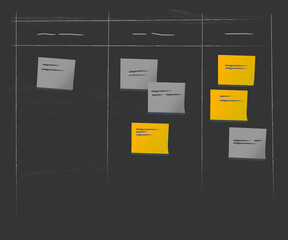 Sticky notes placed on Agile dash board concept vectors