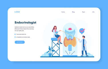 Endocrinologist web banner or landing page. Thyroid examination
