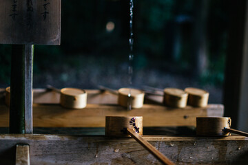 Japanese washing hands ritual before entering temples